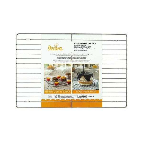 Griglia raffredda torte e di colaggio rettangolare in metallo antiaderente a maglie larghe 38 cm x 26 cm da Decora