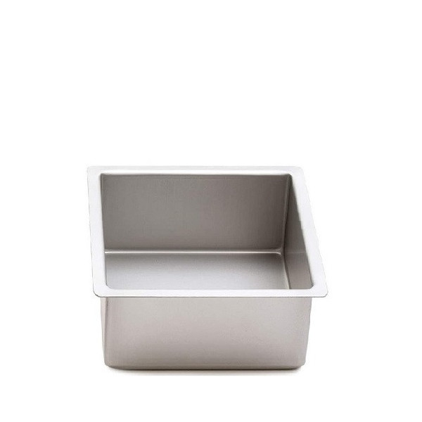 Teglia quadrata 10x10 h10 cm liscia con bordi dritti per wedding cake, torta nuziale o torta a piani in alluminio anodizzato