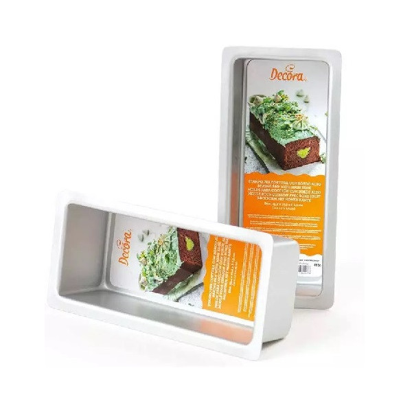 Teglia rettangolare liscia con bordo diritto ed alto da Decora in alluminio anodizzato 25,4x10,2 h 7,5 cm