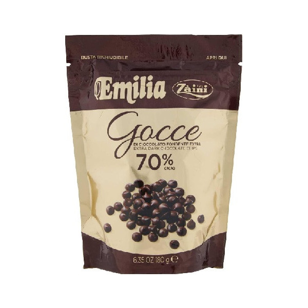 Gocce di cioccolato Emilia fondente extra 70% cacao 200 g Zaini