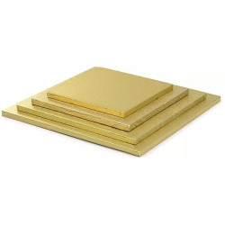 Sottotorta Rigido Quadrato Oro Decora – Spessore 1,2 cm, Base per Torte 20×20 / 45×45 cm