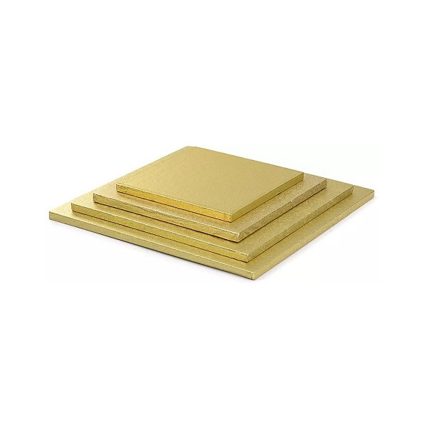 Sottotorta Rigido Quadrato Oro Decora – Spessore 1,2 cm, Base per Torte 20×20 / 45×45 cm