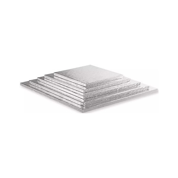 Da 20 a 45 cm sottotorta cartone argento quadrato Decora vassoio torta rigido spessore 1,2 cm