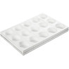 Tor100 h50/15 Silikomart: set 15 stampi tondi round tortaflex bianchi in silicone da 10 cm 389 ml con vassoio 60x40 cm