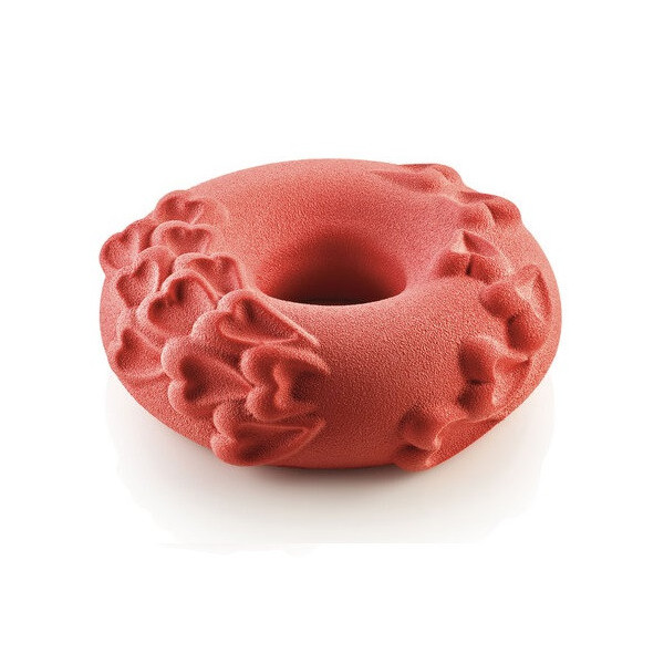 Passione Silikomart stampo in silicone grigio per ciambelle con decori cuori ø221 h66 mm