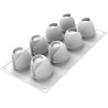 Taki 100 Silikomart: stampo in silicone bianco per 8 mousse e semifreddi, cascate di ø50 h 70 mm