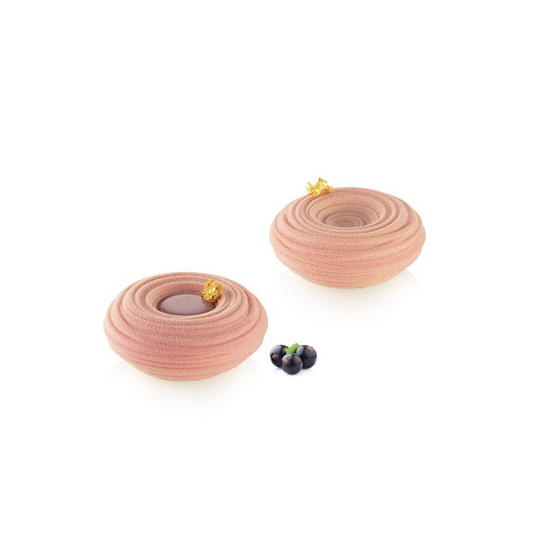 Sara 100 Silikomart: stampo in silicone bianco per 8 mousse e semifreddi savarin a nido di ø75 h 30 mm