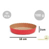 Set 50 stampi crostatine tonde da 100 g in carta da forno rossa ø10xh3 cm