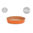 Set 50 stampi crostatine tonde da 100 g in carta da forno arancione ø10xh3 cm