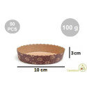 Set 50 stampi crostatine tonde da 100 g in carta da forno marrone ø10xh3 cm
