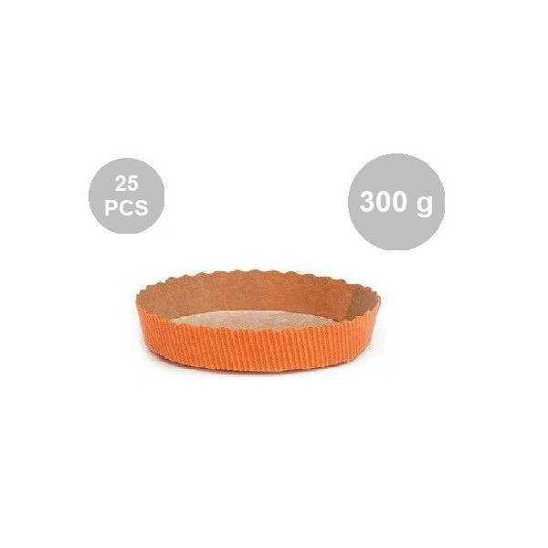 Set 25 stampi crostate tonde da 300 g in carta da forno arancione ø15,5xh3,5 cm