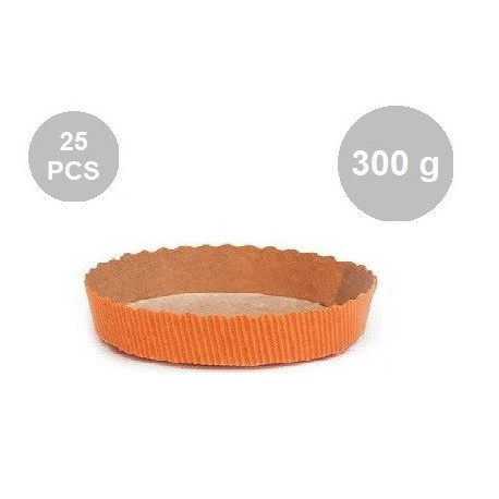 Set 25 stampi crostate tonde da 300 g in carta da forno arancione ø15,5xh3,5 cm
