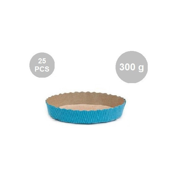 Set 25 stampi crostate tonde da 300 g in carta da forno blu 15,5xh3,5 cm