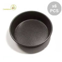 Confezione 6 formine tonde lisce con bordo diametro 8 cm ed altezza 2 cm in alluminio antiaderente, teflonato, da Vespa