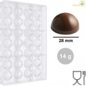 Stampo sfera di cioccolato di diametro 28 mm in policarbonato professionale per cioccolatini di 14 g semisfera piena