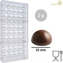 Stampo policarbonato sfera di cioccolato di ø 15 mm per cioccolatini di 2 g semisfera piena
