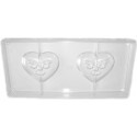 Stampo policarbonato 2 cuori cioccolato con decoro lui e lei 78,6X69,5 mm da 40 g