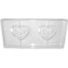 Stampo policarbonato 2 cuori cioccolato con decoro lui e lei 78,6X69,5 mm da 40 g