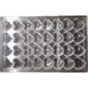 Stampo policarbonato 32 cioccolatini cuore con decoro 4 cuoricini 33x31xh15 mm 12 g