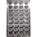 Stampo policarbonato 32 cioccolatini cuore con decoro 4 cuoricini 33x31xh15 mm 12 g