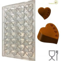 Stampo policarbonato 32 cioccolatini cuore con decoro 4 cuoricini 33x31xh15 mm 12 g