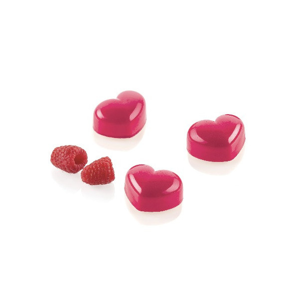 CH020 Cuore 01 P Silikomart: stampo Tritan per 24 cuori di cioccolato da 3,5x2,7 h1,7 cm