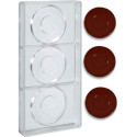 Stampo in policarbonato per 3 piatti in cioccolato da the di ø80xh5 mm e peso 20 g