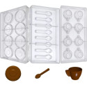 Servizio caffè: set 3 stampi in policarbonato per cioccolato, cucchiaino, piattino e tazzina caffè