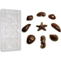 Cioccolatini frutti di mare: stampo in policarbonato 18 cavità in 9 forme assortite per un totale di 100 g