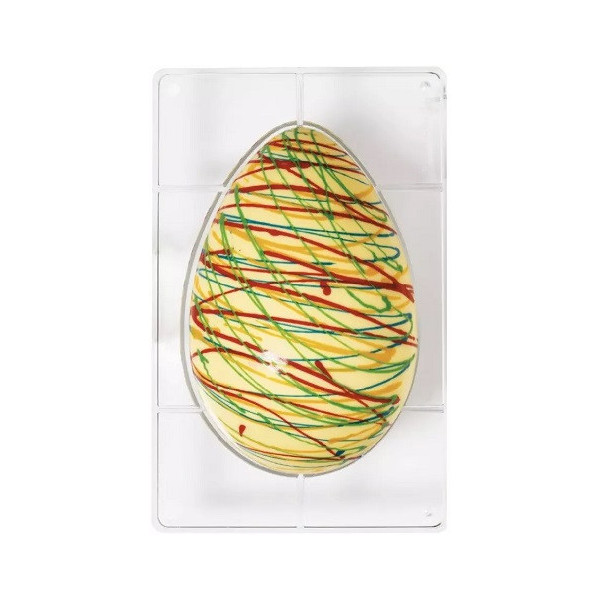 Stampo uova di pasqua da 250 g, 1 impronta, 135x205xh75 mm in policarbonato per cioccolato Decora