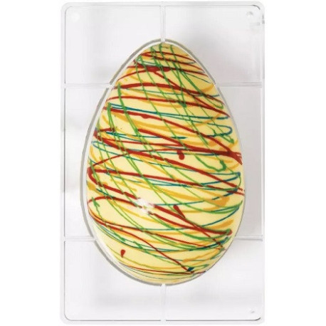 Stampo uova di pasqua da 250 g, 1 impronta, 135x205xh75 mm in policarbonato per cioccolato Decora