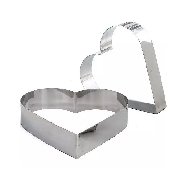 Sagoma cuore da Decora: stampo anello o cornice in acciaio inox a cuore alta 4,5 cm dal diametro 14 cm al diametro 30 cm