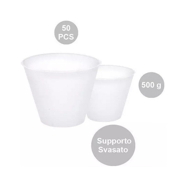 50 Supporti svasati per uova di Pasqua da 500 g, di 128 mm x 71 mm h 104 mm in plastica trasparente