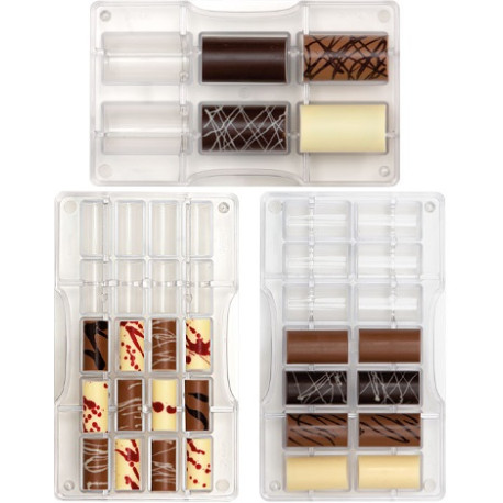 Da 3,3 a 5,5 cm stampo cilindri di cioccolato in policarbonato Decora Da 3,3 a 5,5 cm stampo cilindri di cioccolato in policarbonato Decora