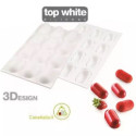 Pillow 30 Silikomart: stampo in silicone bianco con cutter per mini pillole