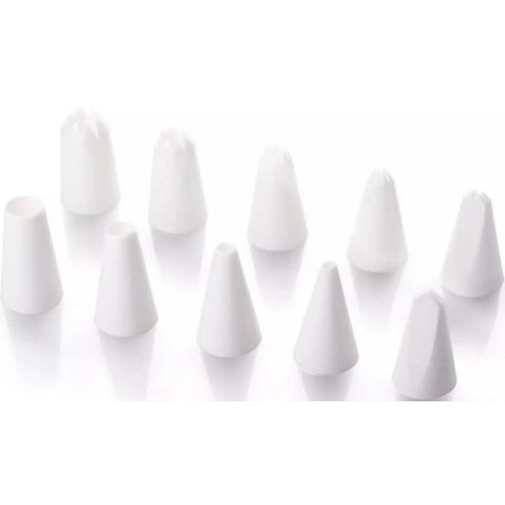 Set 10 beccucci per decorazioni da Vespa: serie 10 becchi o bocchette per decorazioni, lisci, frisati, ecc