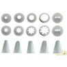Set 10 cornetti o beccucci per sac-a-poche da Vespa: disponibili in diverse forme: lisci, frisati
