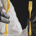 Coperto, linea Naturae, Silikomart: stampo in silicone giallo di 20 decorazioni tra cucchiai e forchette