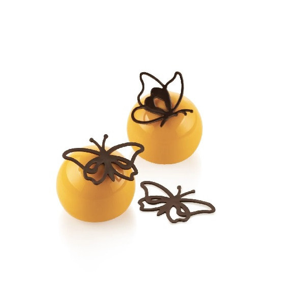 Grace Silikomart: tappeto in silicone grigio 40x8xh0,2 cm per 6 decori 3 farfalle con ali aperte e 3 farfalle con ali chiuse