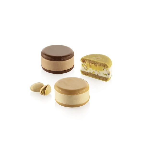 Kit bon bon ice Silikomart: 1 stampo silicone e 1 stampo tritan per 12 bon bon o macaron gelato ø44 mm