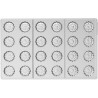 Cannelé 01 P Silikomart: stampo in tritan per 24 cannelle di cioccolato di ø25xh21 mm
