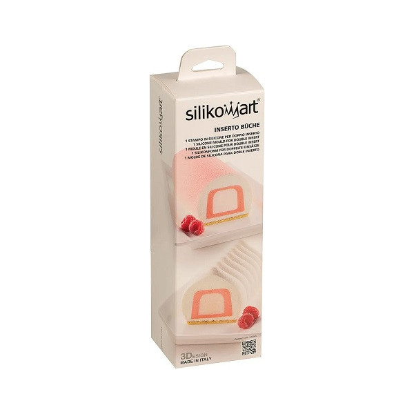 Inserto buche universale Silikomart: stampo silicone grigio a doppio inserto 200x35xh30 mm 220x50xh40 mm