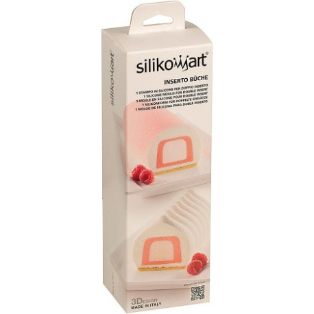 Inserto buche universale Silikomart: stampo silicone grigio a doppio inserto 200x35xh30 mm 220x50xh40 mm