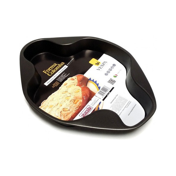 Stampo forno a forma di colomba in alluminio antiaderente o teflonato da Vespa dolci forme, dimensioni 36,7x27x4,2 cm Kg 1