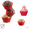 Set 6 pirottini muffin tondi da Silikomart: 6 stampi in silicone rosso di diametro 69 mm, altezza 32 mm