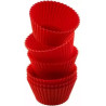 Set 6 pirottini muffin tondi da Silikomart: 6 stampi in silicone rosso di diametro 69 mm, altezza 32 mm