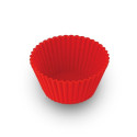 Set 6 pirottini muffin tondi da CUP01 Silikomart: 6 stampi in silicone rosso di diametro 69 mm, altezza 32 mm
