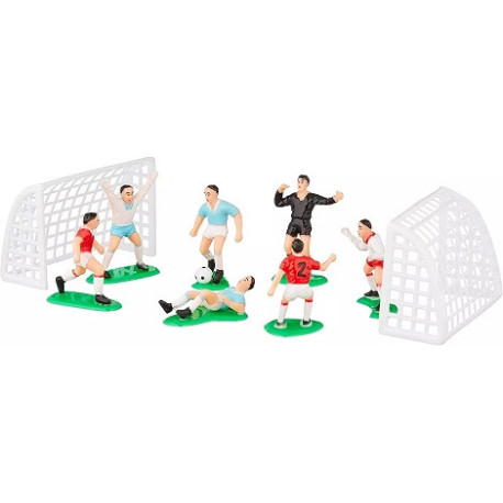 Set per decorazione a tema calcio con 2 porte e 7 giocatori in plastica per alimenti da Decora