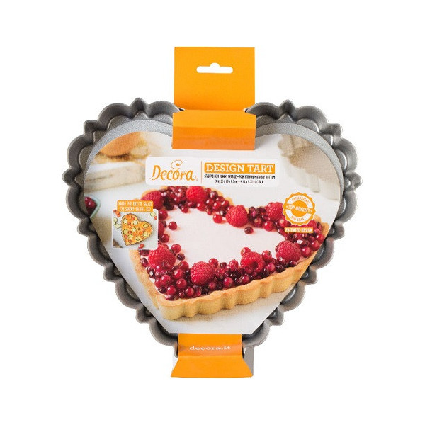 Design Tart crostata cuore Decora: teglia a cuore con fondo mobile in metallo antiaderente 25x23xh3 cm