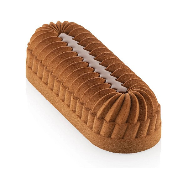 Pleincoeur buche 860 Silikomart: stampo in silicone bianco per torta tronchetto 236x80xh60 mm